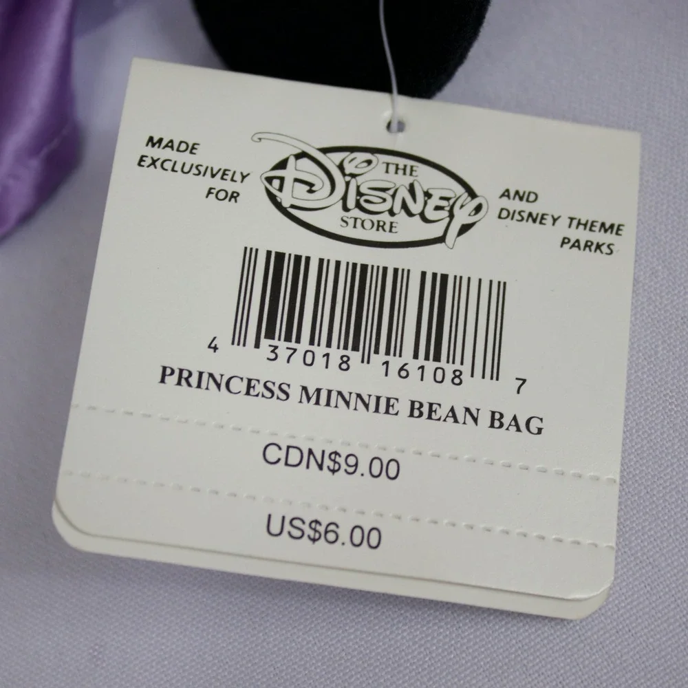 Disney Store Purple Princess Minnie Mouse Bean Bag Plush New with Tags